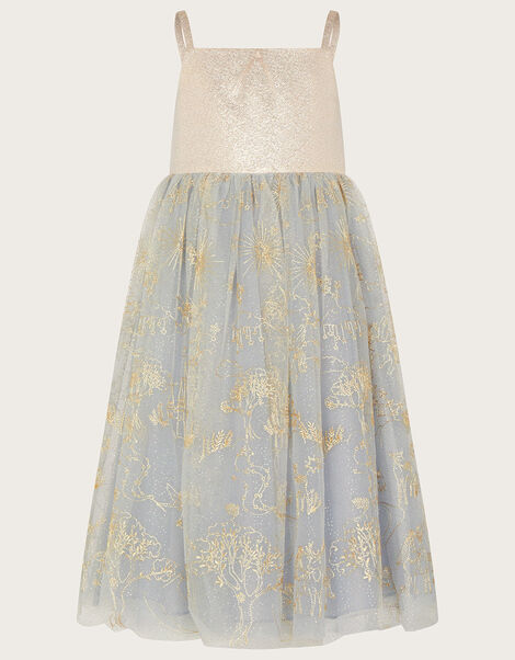 Land of Wonder Fairytale Embroidered Jacquard Dress, Grey (GREY), large