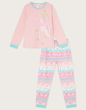 Christmas Sequin Reindeer Pyjama Set, Pink (PINK), large