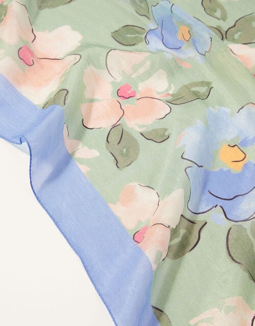 Floral Print Silk Scarf, , large