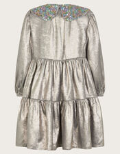Shimmer Collar Dress, Grey (GREY), large