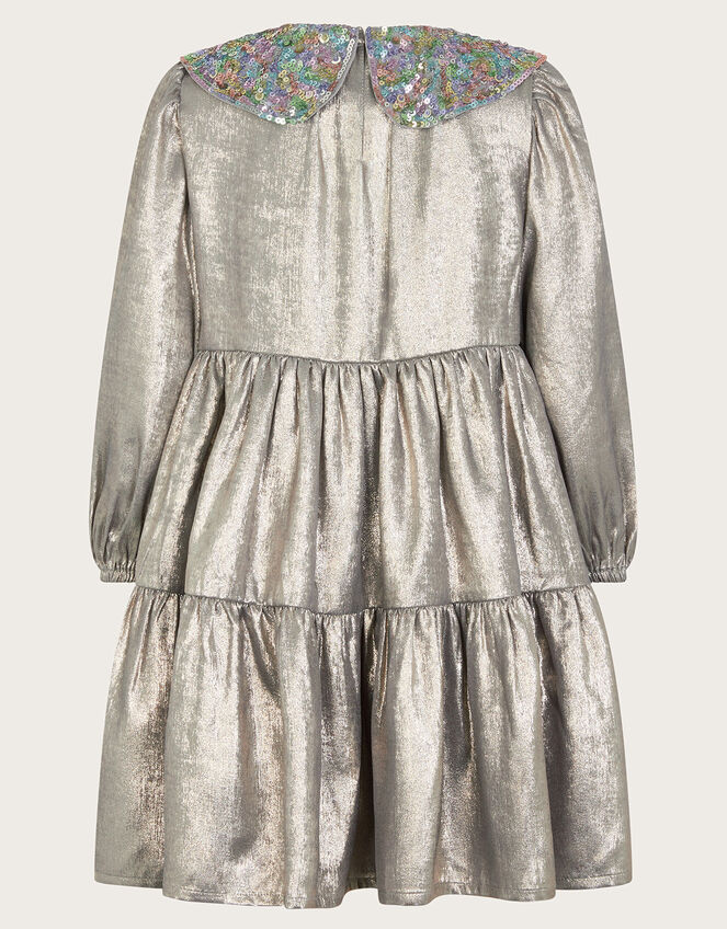 Shimmer Collar Dress, Grey (GREY), large