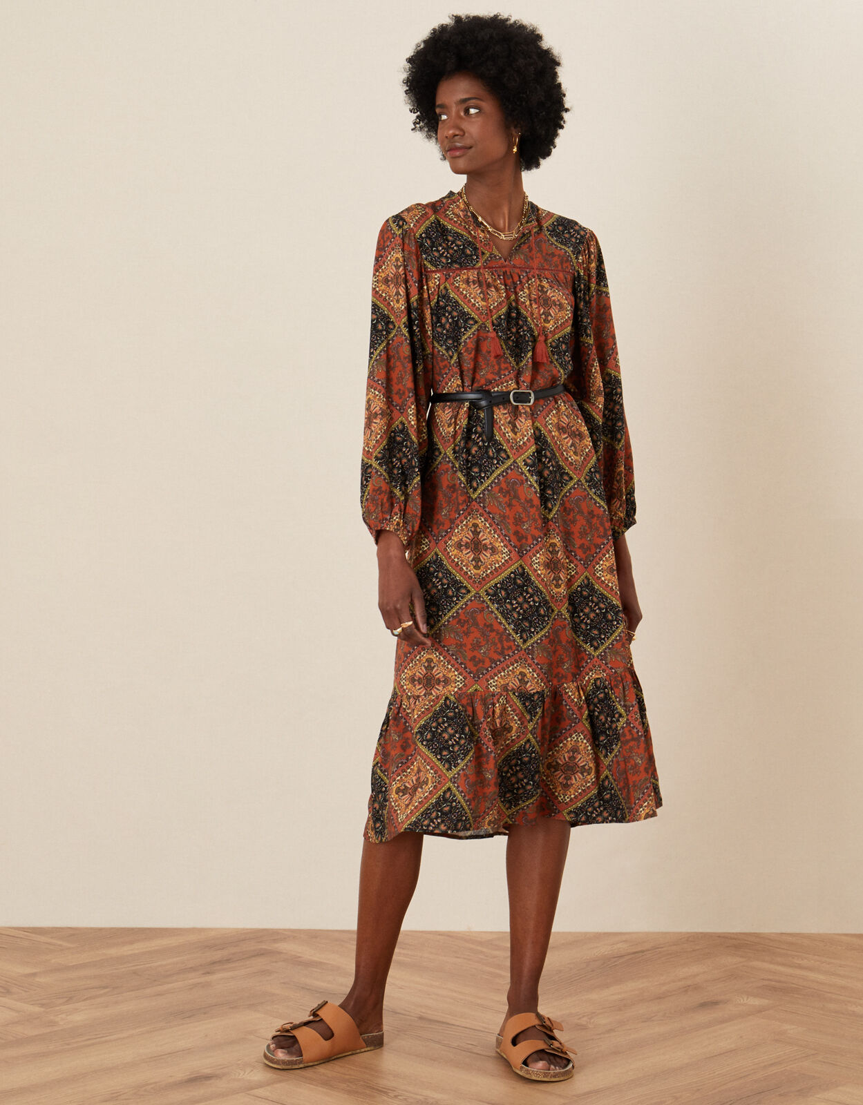 Warehouse scarf print dress cheap