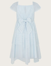 Theodora Tulle Diamante Sleeve Dress, Blue (BLUE), large