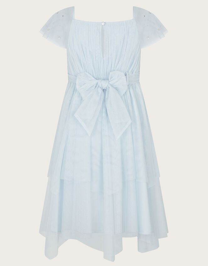 Theodora Tulle Diamante Sleeve Dress, Blue (BLUE), large