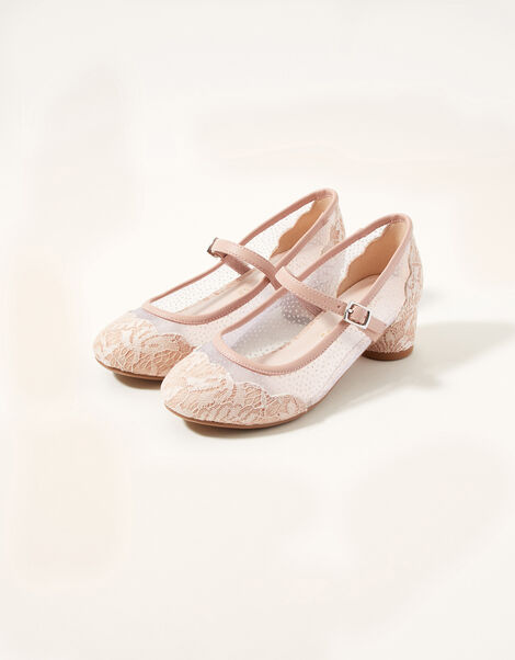 Lace Scallop Ballerina Heels Pink, Pink (PINK), large