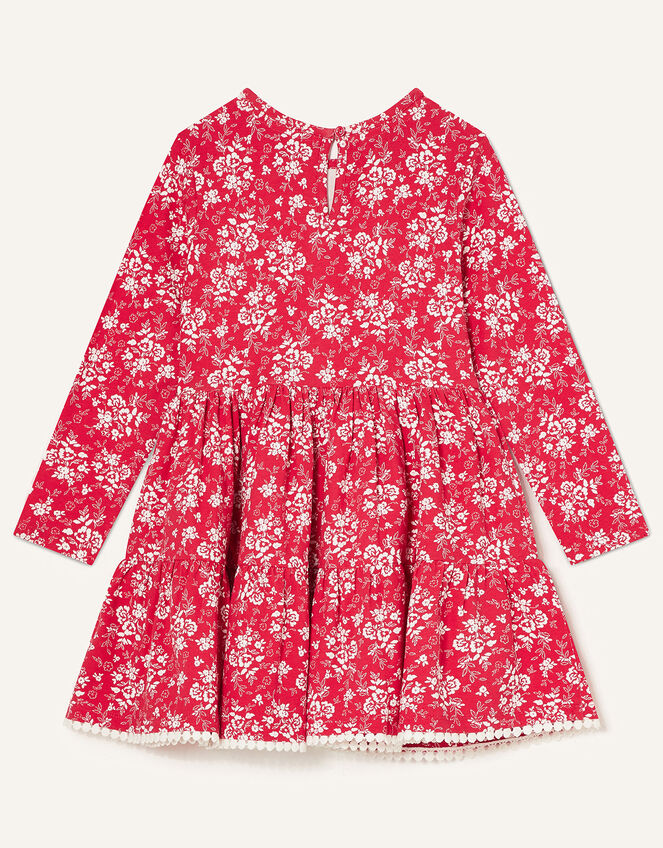 Martha Floral Jersey Dress, Red (RED), large