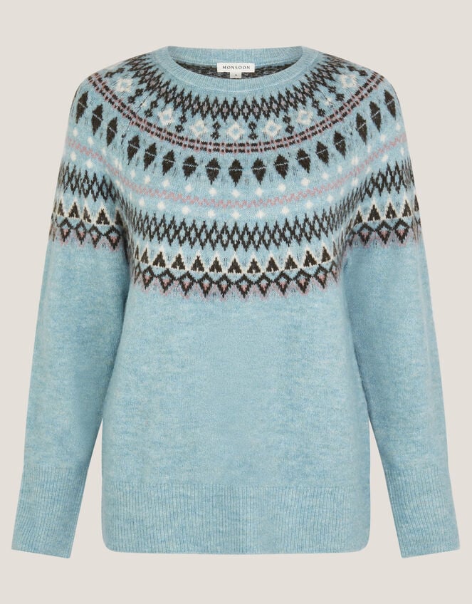 Fran Fair Isle Jumper, Blue (BLUE), large
