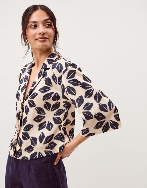 Ellison Floral Print Shirt, Blue (NAVY), large