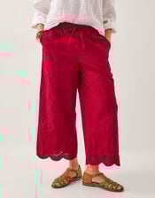 Orla Broderie Cropped Trousers, Red (RED), large