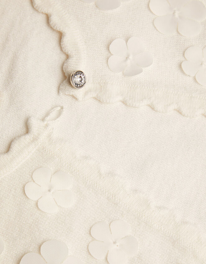 3D Petal Cardigan Ivory Girls' Cardigans Monsoon Global.