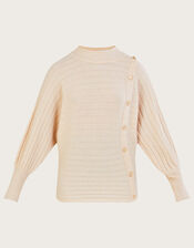Horizontal Rib Jumper with Recycled Polyester, Camel (OATMEAL), large