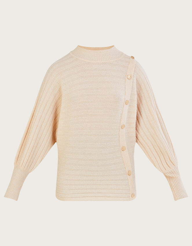 Horizontal Rib Jumper with Recycled Polyester, Camel (OATMEAL), large