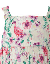 Baby Naya Flamingo Romper in Organic Cotton, Ivory (IVORY), large