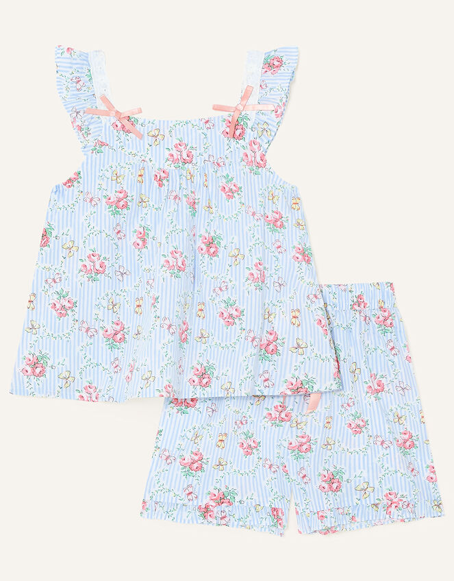 Darcy Floral Woven Top and Shorts Set, Blue (BLUE), large