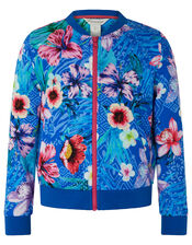 Tikoto Floral Bomber Sweat Jacket, Blue (BLUE), large