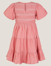 Smocked Puff Sleeve Dress, Pink (PINK), large
