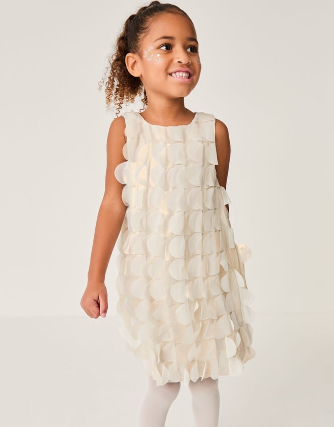 Jazzy Shimmer Scallop Frill Dress, Gold (GOLD), large