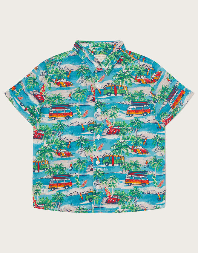 Illustrated Campervan Casual Shirt, Blue (BLUE), large