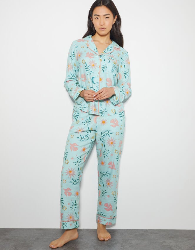 Celeste Celestial Print Pyjama Set, Teal (TEAL), large