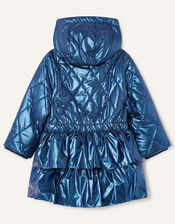 Lightweight Ruffle Hem Coat, Blue (NAVY), large