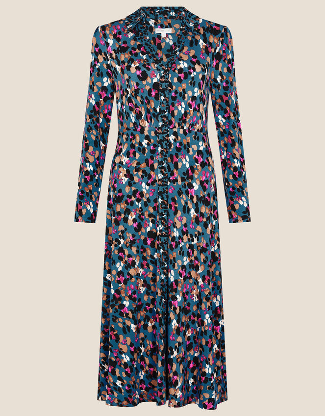 Aria Animal Print Shirt Dress, Teal (TEAL), large