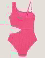 Asymmetrical Crinkle Textured Swimsuit, Pink (PINK), large