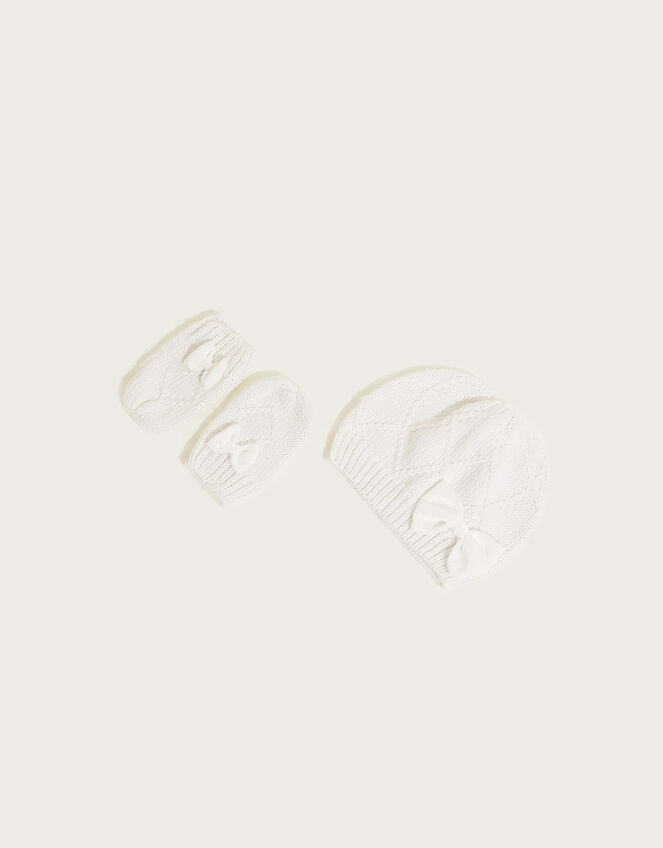 Baby Sparkle Beanie and Mitten Set, Ivory (IVORY), large