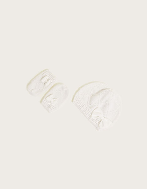 Baby Sparkle Beanie and Mitten Set Ivory, Ivory (IVORY), large