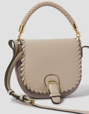Petra Woven Satchel Cross-Body Bag, Grey (GREY), large