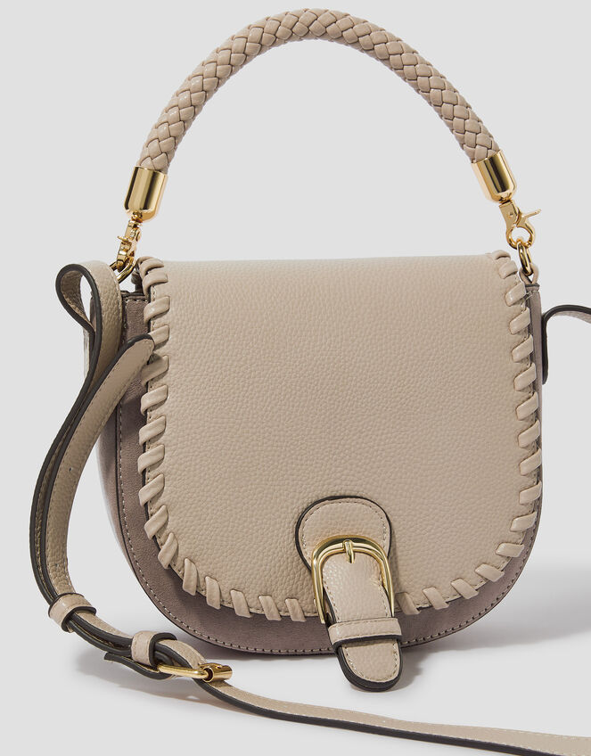 Petra Woven Satchel Cross-Body Bag, Grey (GREY), large