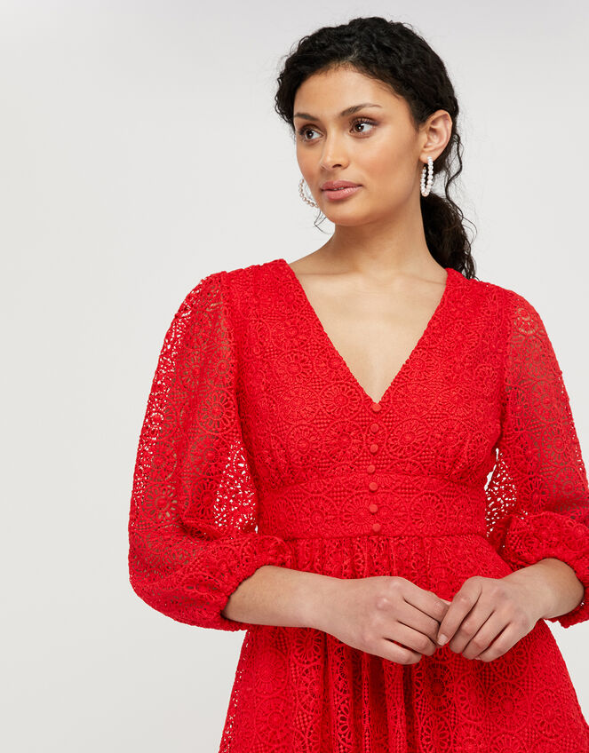 Zinnia Lace Occasion Dress, Red (RED), large