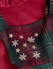 Baby Christmas Top & Tartan Pinafore Dress Set, Red (BURGUNDY), large