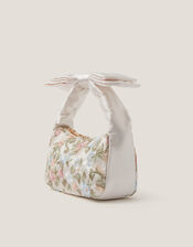 Floral Embroidered Bow Strap Bag, , large