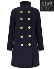 Louis Funnel Neck Coat, Blue (NAVY), large