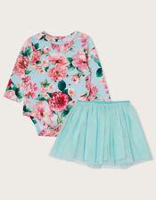Newborn Bloom Print Bodysuit and Tutu Skirt Set, Pink (PINK), large