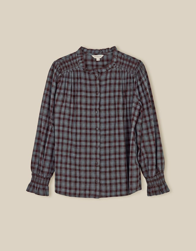 Ruby Check Blouse, Blue (BLUE), large