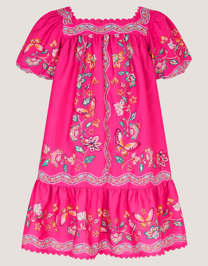 Ariella Sequin Floral Square Neck Dress, Pink (PINK), large