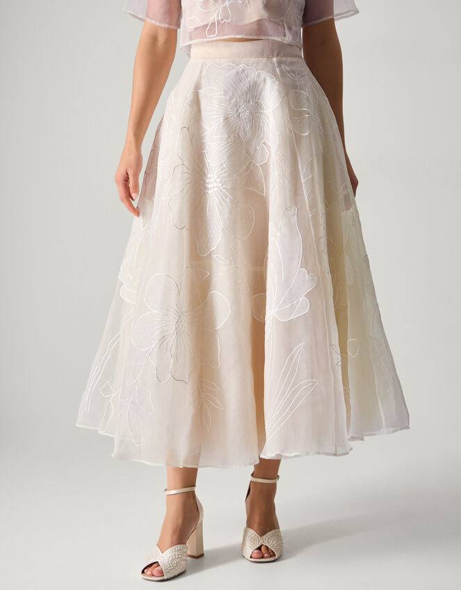 Rosie Embroidered Floral Bridal Skirt, Ivory (IVORY), large