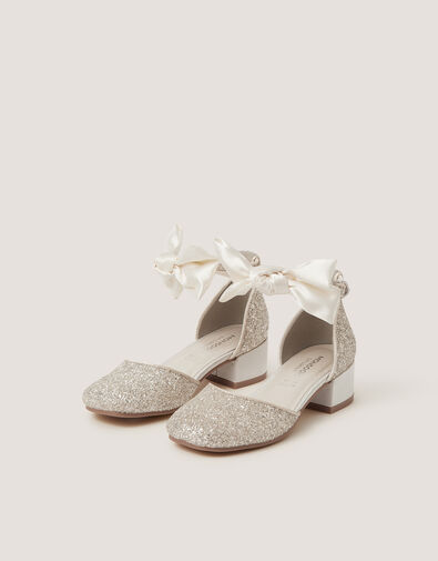 Sara Bow Glitter Two-Part Heels, Ivory (IVORY), large