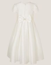 Isabella Short Sleeve Pearl-Embellished Dress, Ivory (IVORY), large