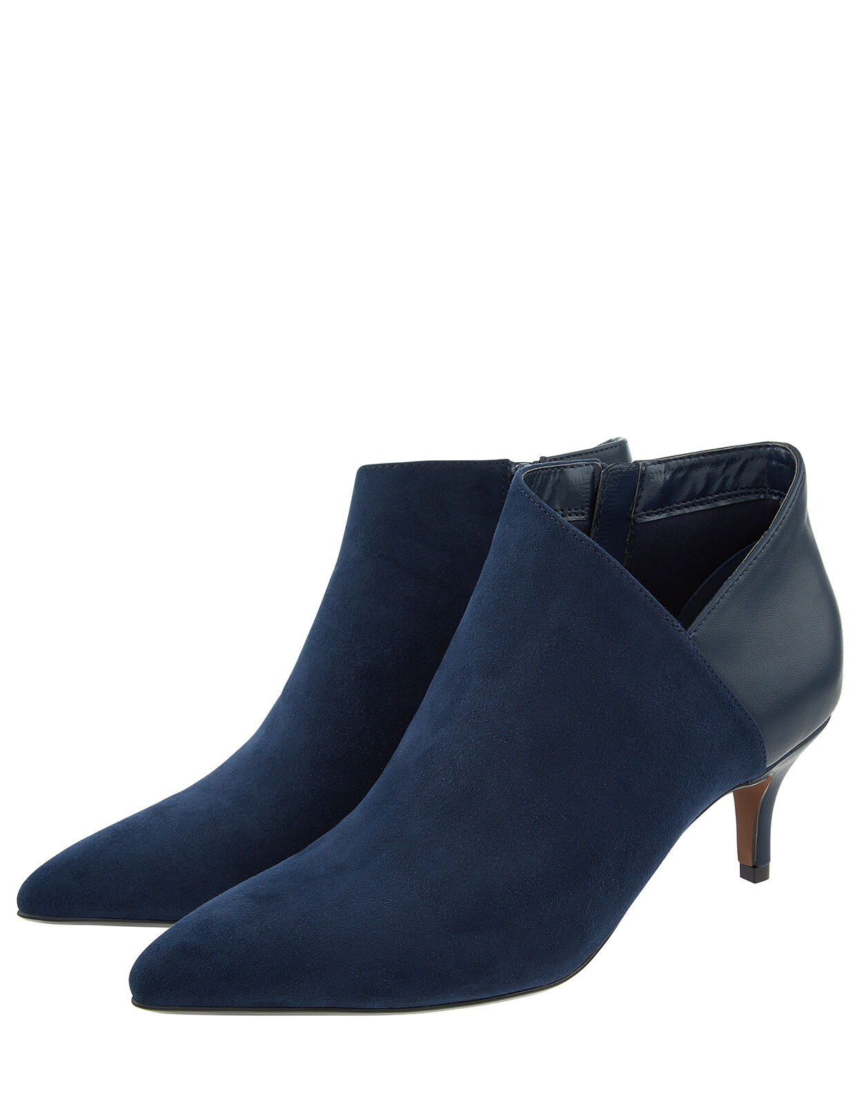 navy ankle boots kitten heel