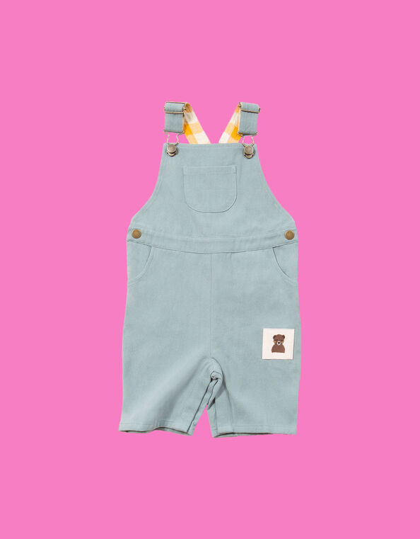Little Green Radicals Soft Twill Short Dungarees, Blue (PALE BLUE), large