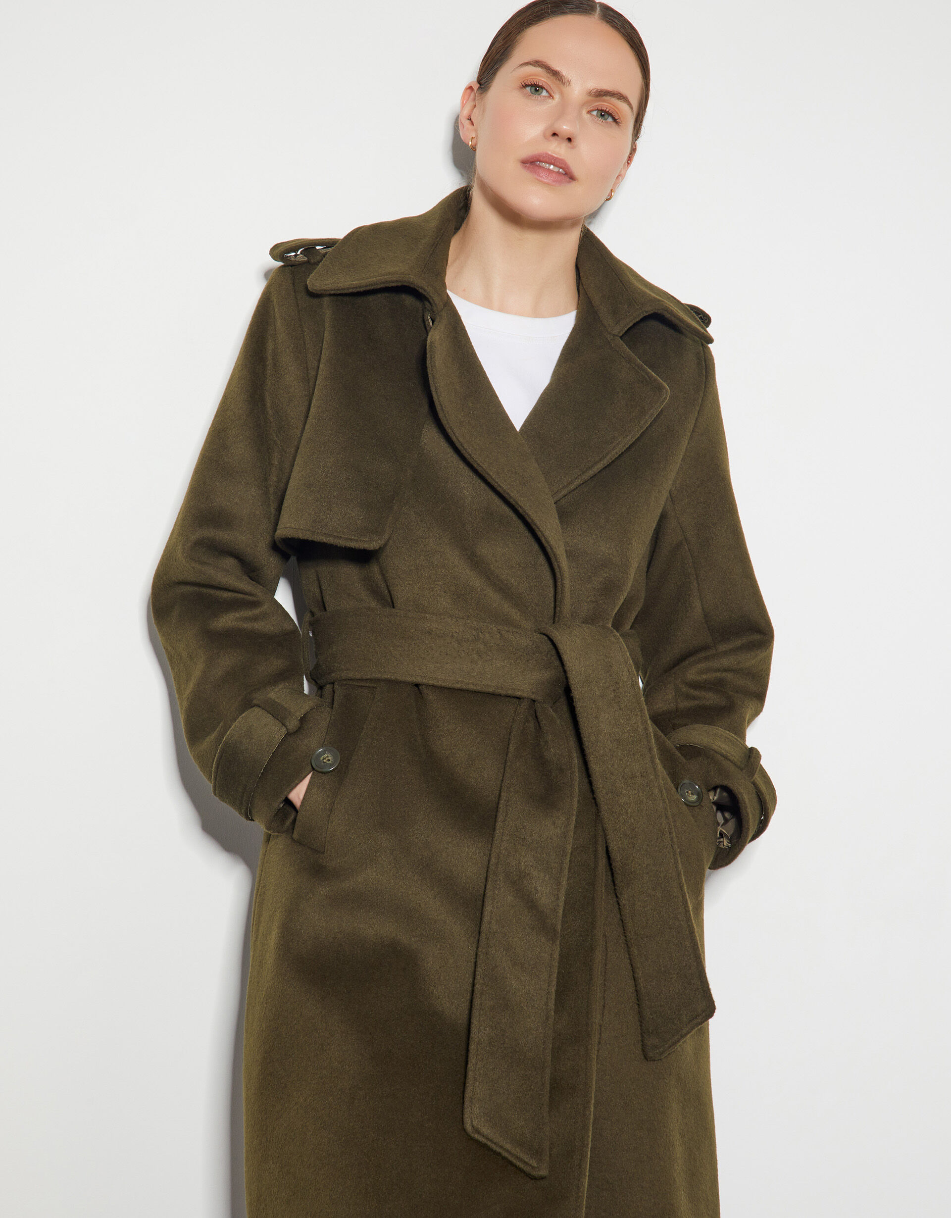 Ollie Belted Trench Coat Green | Women's Coats | Monsoon US.