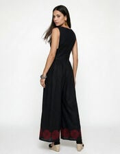 Raffya Vanessa Embroidered Wide Leg Jumpsuit, Black (BLACK), large