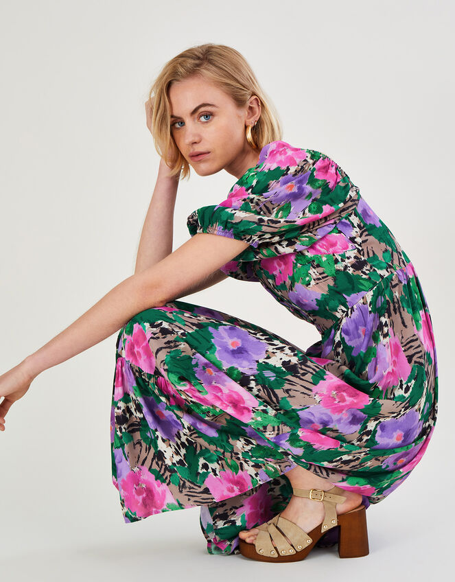Effie Print Tea Dress, Camel (CAMEL), large