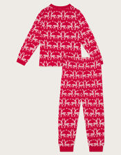 Reindeer Jersey Long Pyjamas Set, Red (RED), large