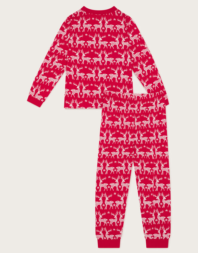 Reindeer Jersey Long Pyjamas Set, Red (RED), large