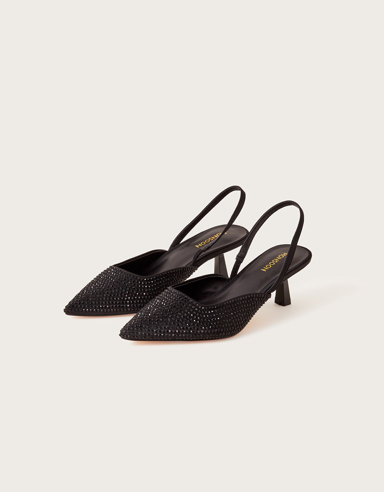 Heatseal Diamante Heels Black