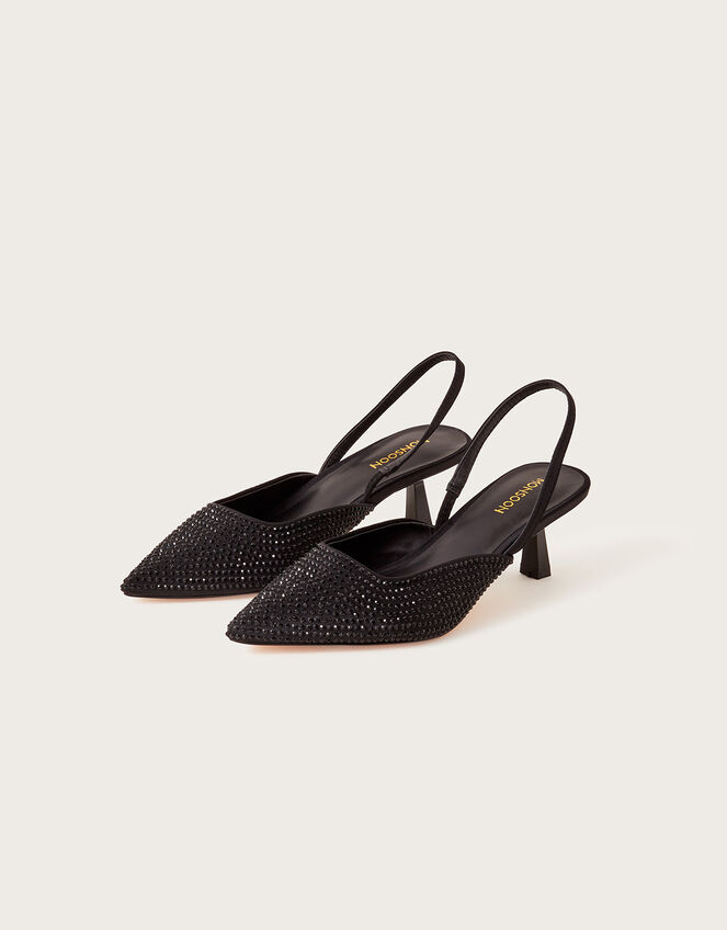 Heatseal Diamante Heels, Black (BLACK), large