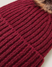 Dede Pom-Pom Beanie Hat, Red (BURGUNDY), large